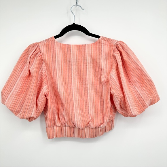 Anthropologie Dolan Left Coast Twist-Front Crop Top Pink Stripe XS - Picture 4 of 7